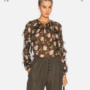 Ulla Johnson Azalea Floral Sheer Blouse Size 4